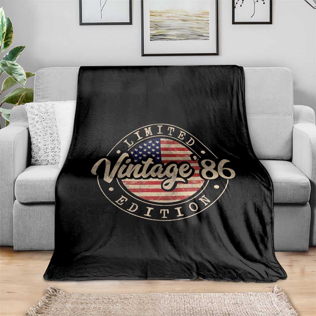 Vintage 1986 Stamp Throw Blanket Funny 40th Birthday USA Flag 40 Year Old Bday TS10 Print Your Wear