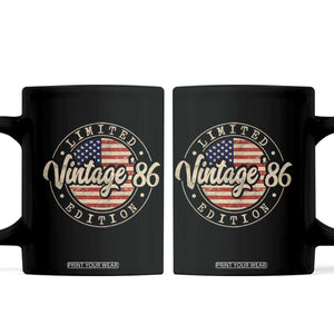 Vintage 1986 Stamp Coffee Mug Funny 40th Birthday USA Flag 40 Year Old Bday TS10 Black Print Your Wear