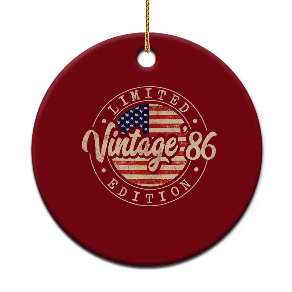 Vintage 1986 Stamp Ceramic Ornament Funny 40th Birthday USA Flag 40 Year Old Bday TS10 1pc Red Print Your Wear