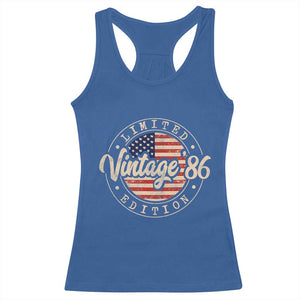 Vintage 1986 Stamp Racerback Tank Top Funny 40th Birthday USA Flag 40 Year Old Bday TS10 Royal Blue Print Your Wear