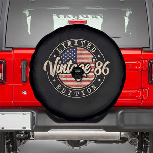 Vintage 1986 Stamp Spare Tire Cover Funny 40th Birthday USA Flag 40 Year Old Bday TS10 Black Print Your Wear