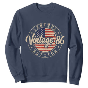 Vintage 1986 Stamp Sweatshirt Funny 40th Birthday USA Flag 40 Year Old Bday TS10 Navy Print Your Wear