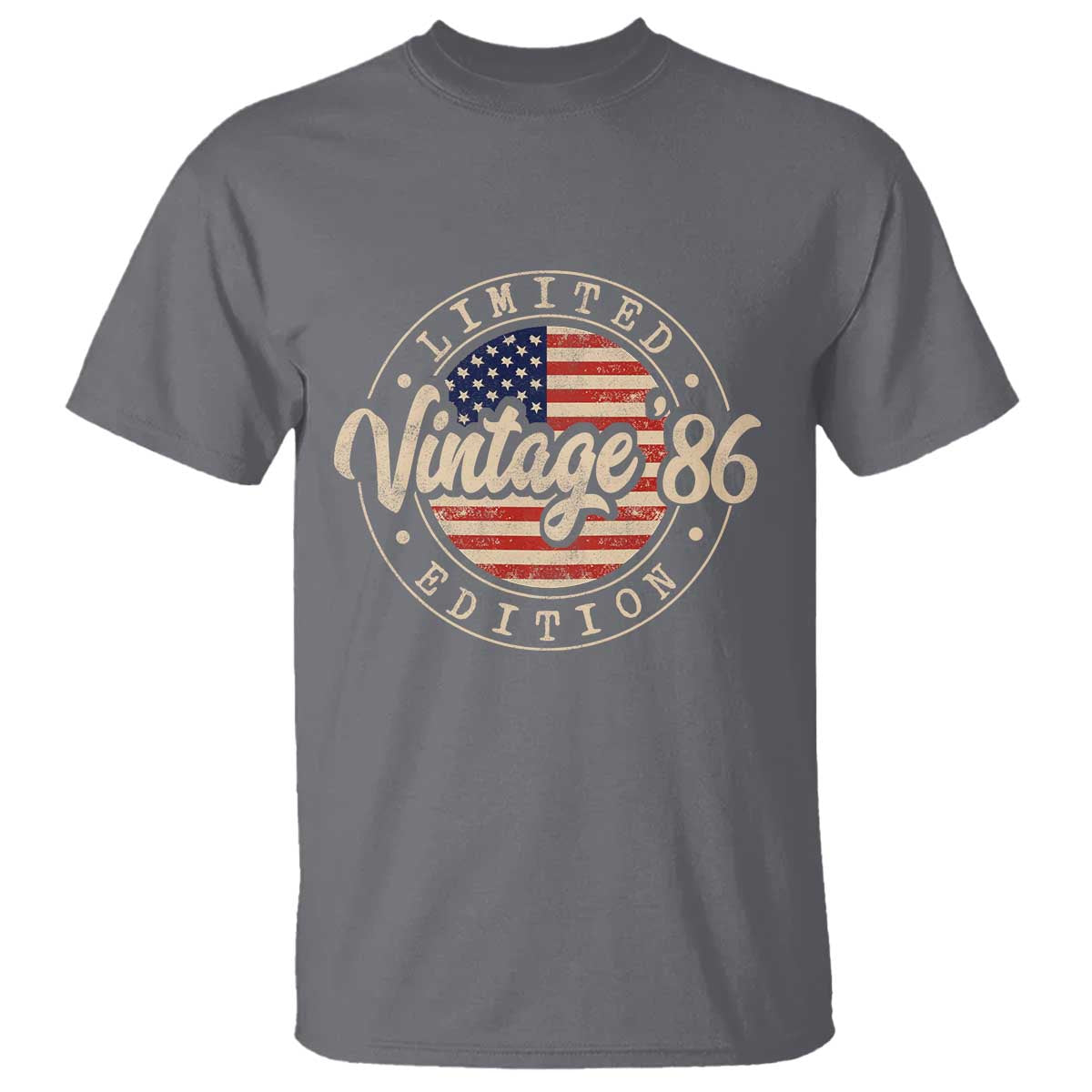 Vintage 1986 Stamp T Shirt Funny 40th Birthday USA Flag 40 Year Old Bday TS10 Charcoal Print Your Wear