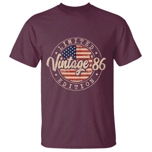 Vintage 1986 Stamp T Shirt Funny 40th Birthday USA Flag 40 Year Old Bday TS10 Maroon Print Your Wear