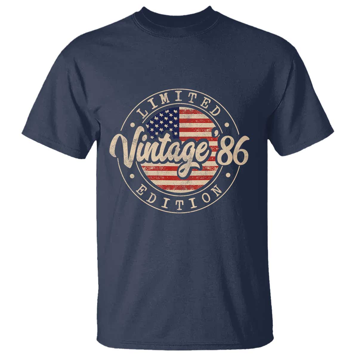 Vintage 1986 Stamp T Shirt Funny 40th Birthday USA Flag 40 Year Old Bday TS10 Navy Print Your Wear