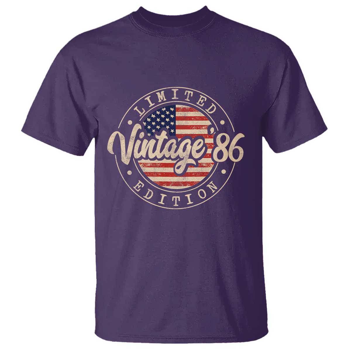 Vintage 1986 Stamp T Shirt Funny 40th Birthday USA Flag 40 Year Old Bday TS10 Purple Print Your Wear