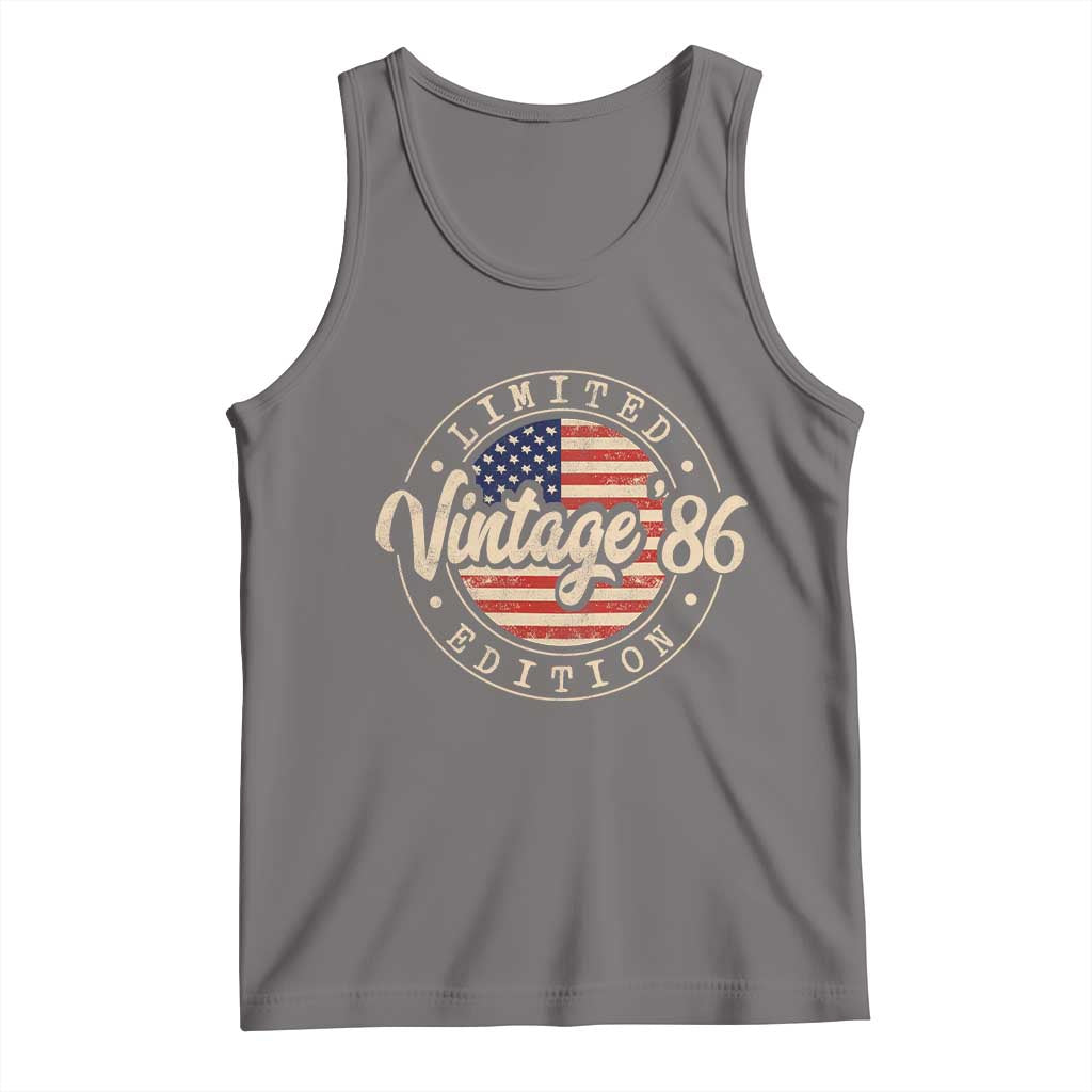 Vintage 1986 Stamp Tank Top Funny 40th Birthday USA Flag 40 Year Old Bday TS10 Deep Heather Print Your Wear
