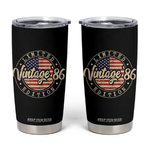 Vintage 1986 Stamp Tumbler Cup Funny 40th Birthday USA Flag 40 Year Old Bday TS10 Black Print Your Wear