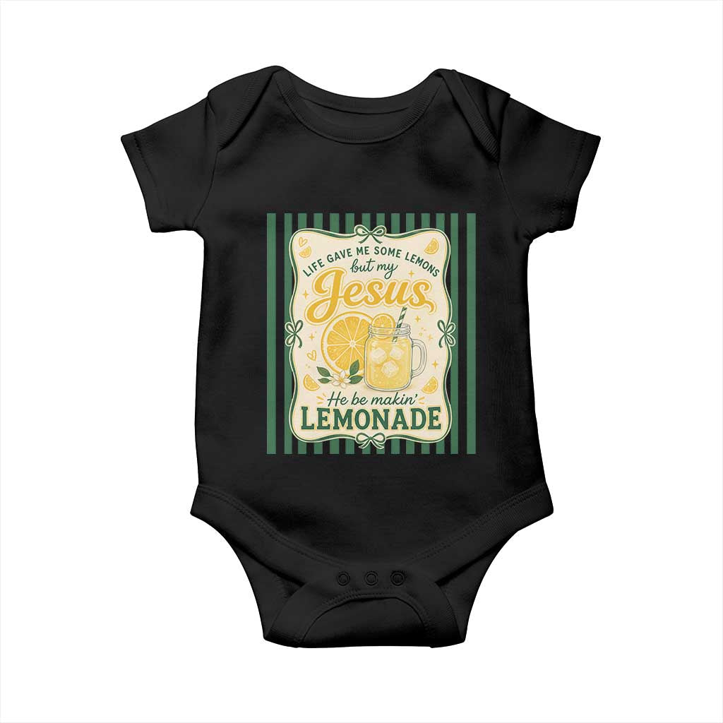 Jesus Lemonade Baby Onesie Funny Christian Life Gave Me Lemons But My Jesus Makes Lemonade TS10 Black Print Your Wear