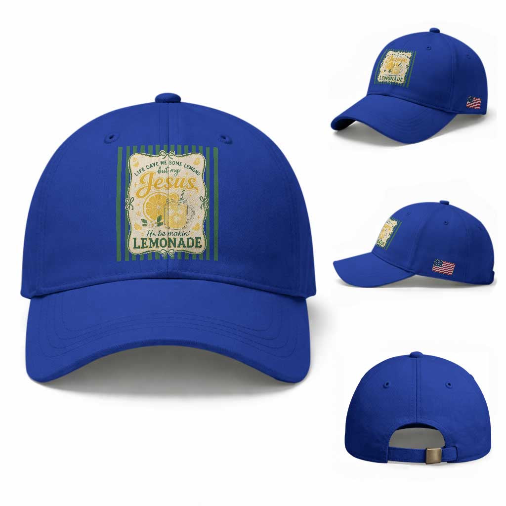 Jesus Lemonade Baseball Cap Funny Christian Life Gave Me Lemons But My Jesus Makes Lemonade TS10 Baseball Cap Universal Fit Royal Blue Print Your Wear