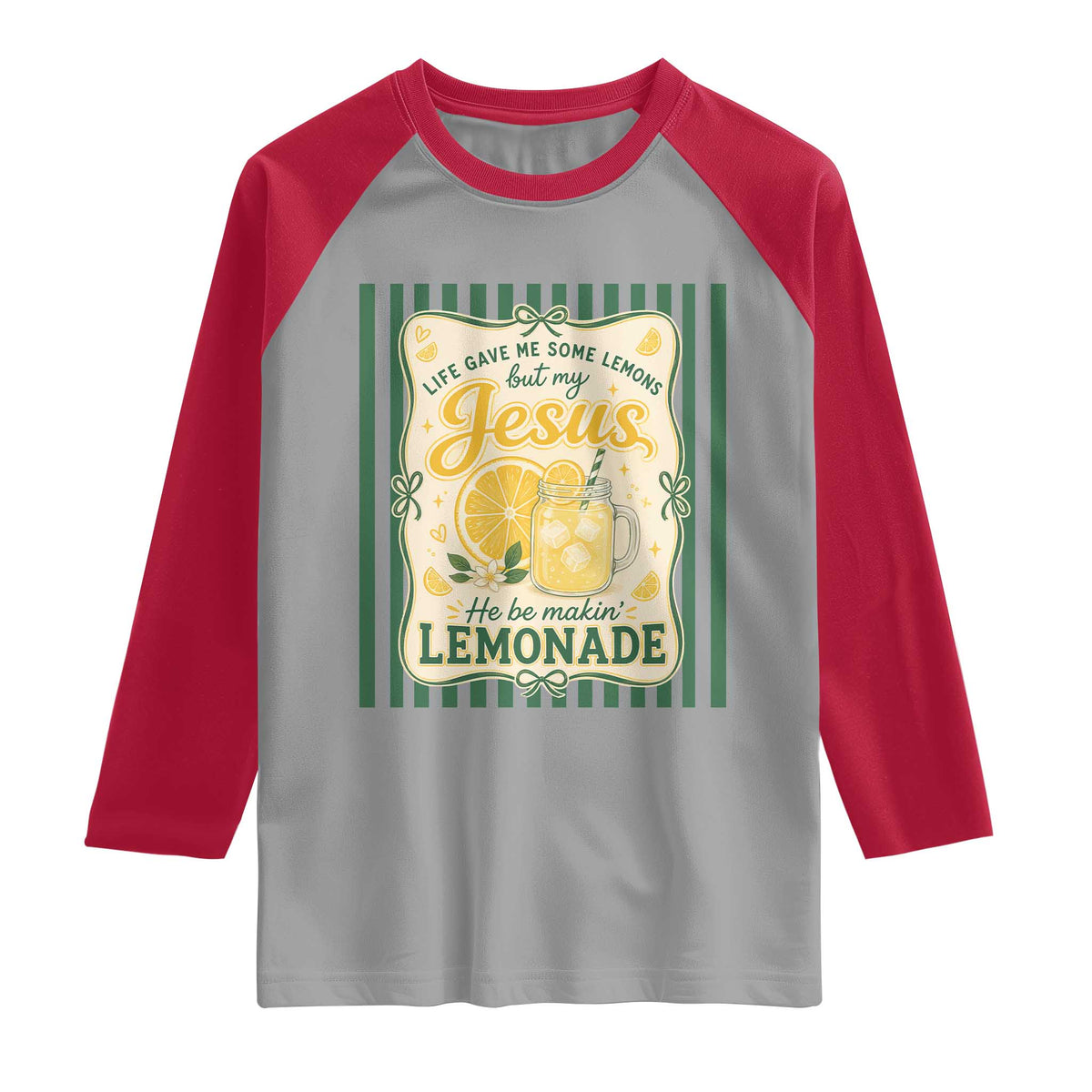 Jesus Lemonade Raglan Shirt Funny Christian Life Gave Me Lemons But My Jesus Makes Lemonade TS10 Sport Gray Red Print Your Wear