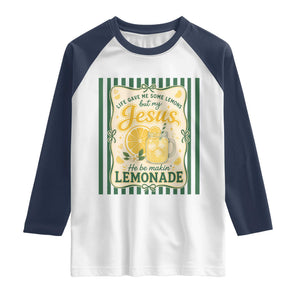 Jesus Lemonade Raglan Shirt Funny Christian Life Gave Me Lemons But My Jesus Makes Lemonade TS10 White Navy Print Your Wear