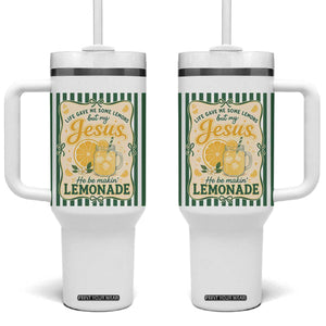 Jesus Lemonade Tumbler With Handle Funny Christian Life Gave Me Lemons But My Jesus Makes Lemonade TS10 One Size: 40 oz White Print Your Wear