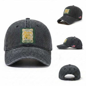Jesus Lemonade Washed Cotton Baseball Cap Funny Christian Life Gave Me Lemons But My Jesus Makes Lemonade TS10 Washed Cap Universal Fit Dark Gray Print Your Wear