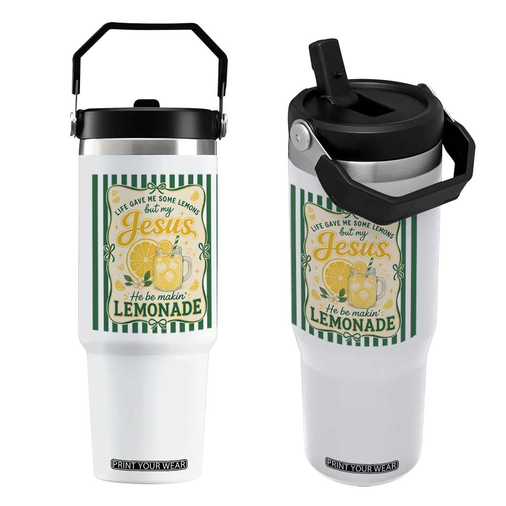 Jesus Lemonade Flip Straw Tumbler Funny Christian Life Gave Me Lemons But My Jesus Makes Lemonade TS10 One Size: 30 oz White Print Your Wear