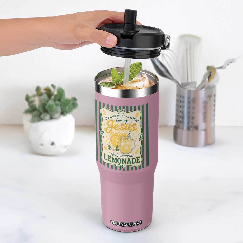 Jesus Lemonade Flip Straw Tumbler Funny Christian Life Gave Me Lemons But My Jesus Makes Lemonade TS10 One Size: 30 oz Light Pink Print Your Wear