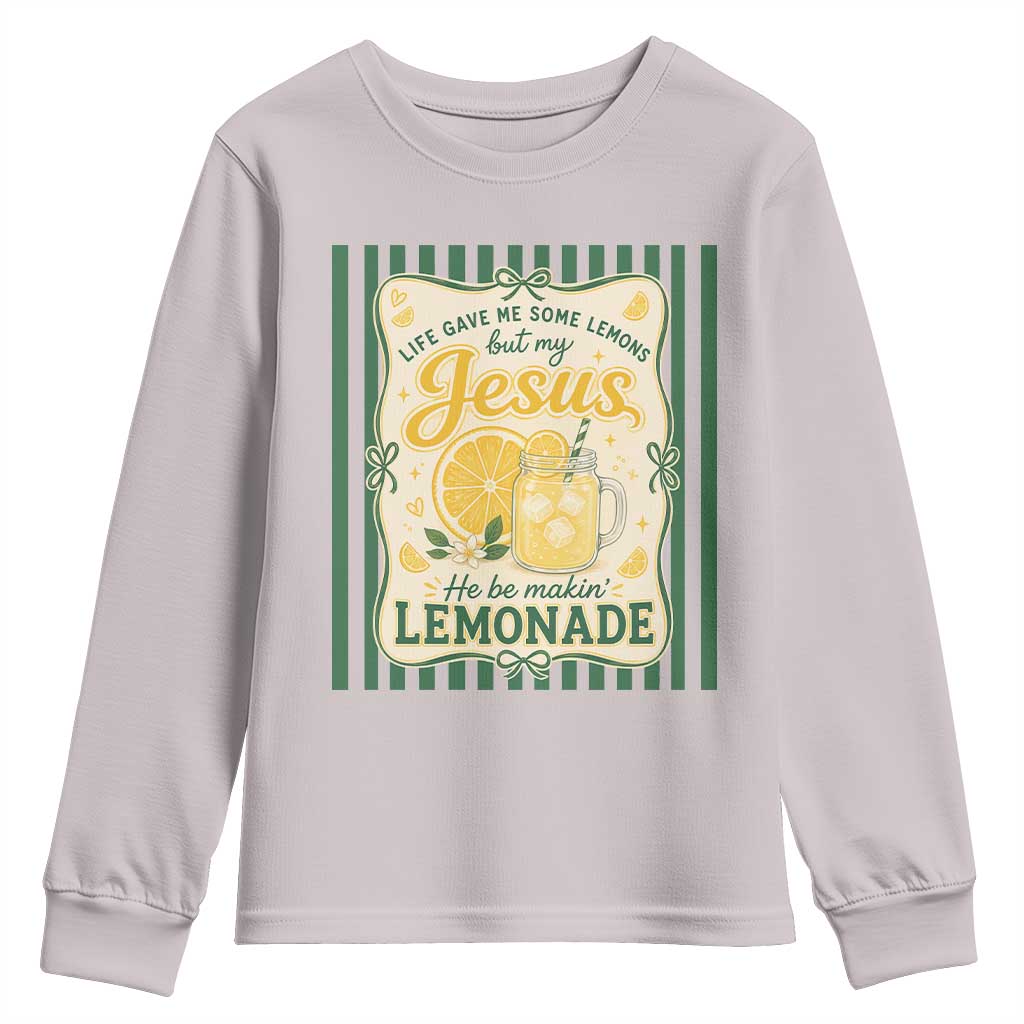 Jesus Lemonade Youth Sweatshirt Funny Christian Life Gave Me Lemons But My Jesus Makes Lemonade TS10 Ice Gray Print Your Wear
