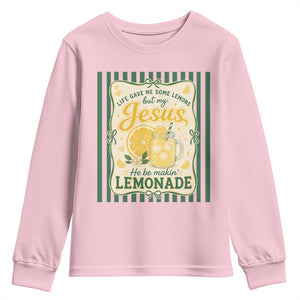 Jesus Lemonade Youth Sweatshirt Funny Christian Life Gave Me Lemons But My Jesus Makes Lemonade TS10 Light Pink Print Your Wear