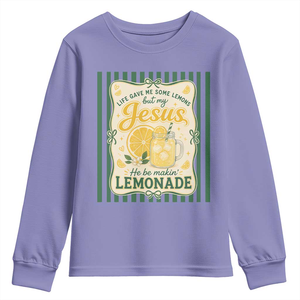 Jesus Lemonade Youth Sweatshirt Funny Christian Life Gave Me Lemons But My Jesus Makes Lemonade TS10 Violet Print Your Wear
