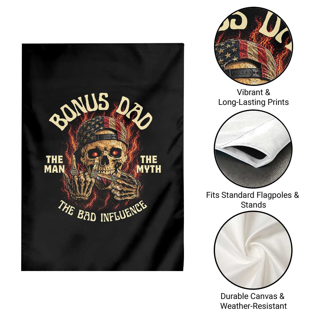 Bonus Dad Garden Flag The Man Myth Bad Influence Step Dad Vintage Skull USA Flag TS10 Print Your Wear
