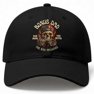 Bonus Dad Baseball Cap The Man Myth Bad Influence Step Dad Vintage Skull USA Flag TS10 Print Your Wear