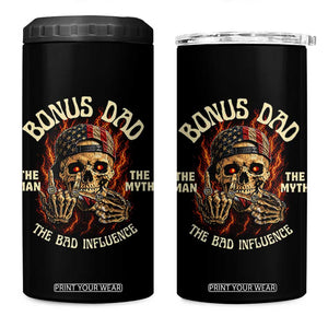 Bonus Dad 4 in 1 Can Cooler Tumbler The Man Myth Bad Influence Step Dad Vintage Skull USA Flag TS10 One Size: 16 oz Black Print Your Wear