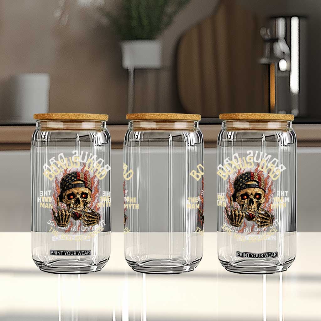 Bonus Dad Glass Can The Man Myth Bad Influence Step Dad Vintage Skull USA Flag TS10 Print Your Wear