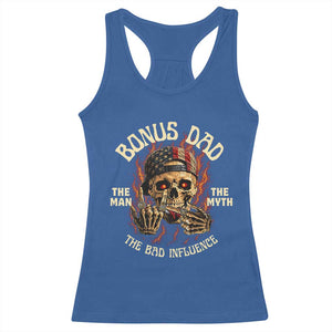 Bonus Dad Racerback Tank Top The Man Myth Bad Influence Step Dad Vintage Skull USA Flag TS10 Royal Blue Print Your Wear