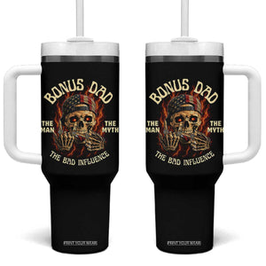 Bonus Dad Tumbler With Handle The Man Myth Bad Influence Step Dad Vintage Skull USA Flag TS10 One Size: 40 oz Black Print Your Wear