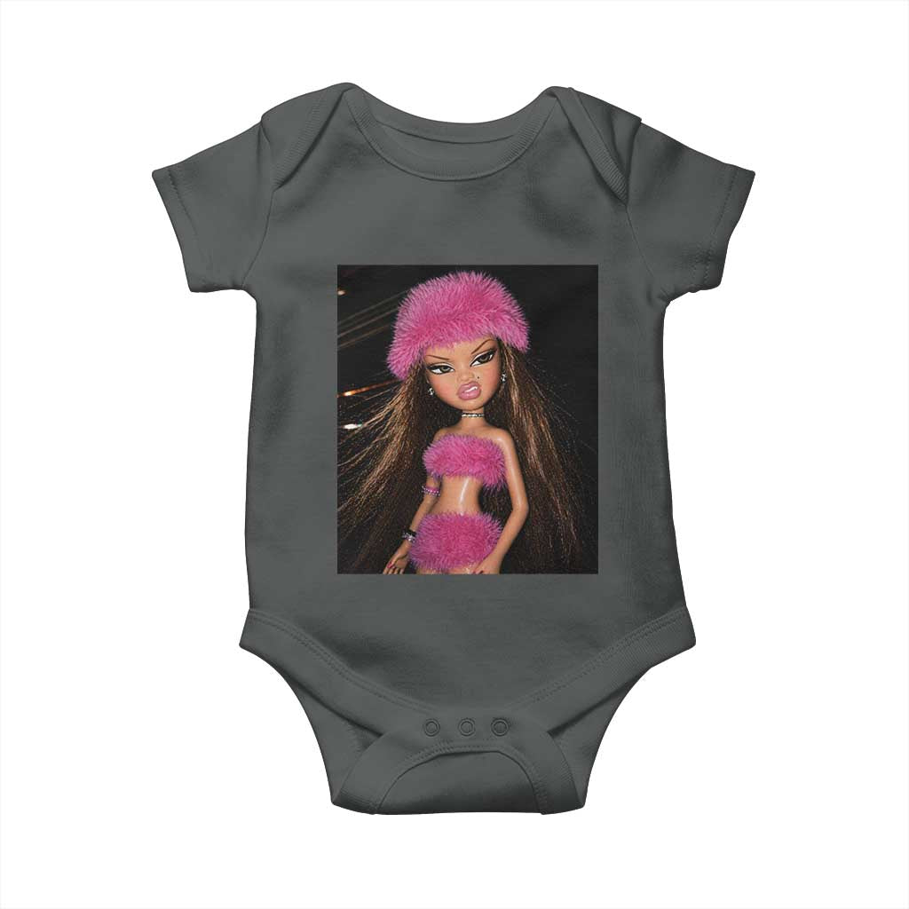 Funny Disgusting Doll Face Meme Baby Onesie Expression Hilarious Sarcastic TS10 Dark Heather Print Your Wear