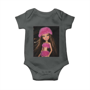 Funny Disgusting Doll Face Meme Baby Onesie Expression Hilarious Sarcastic TS10 Dark Heather Print Your Wear