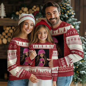 Funny Disgusting Doll Face Meme Ugly Christmas Sweater Expression Hilarious Sarcastic TS10 Red Beige Print Your Wear