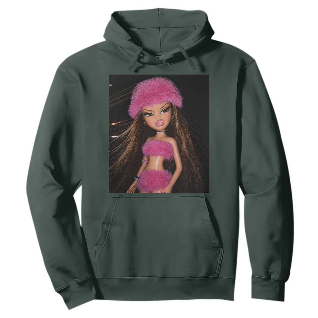 Funny Disgusting Doll Face Meme Hoodie Expression Hilarious Sarcastic TS10 Dark Forest Green Print Your Wear