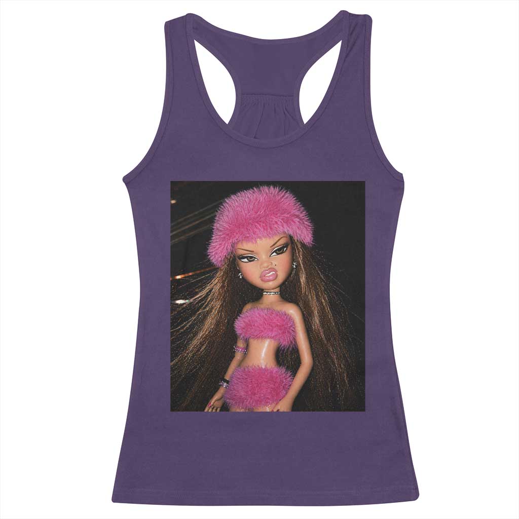 Funny Disgusting Doll Face Meme Racerback Tank Top Expression Hilarious Sarcastic TS10 Purple Print Your Wear