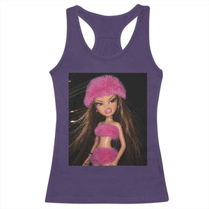 Funny Disgusting Doll Face Meme Racerback Tank Top Expression Hilarious Sarcastic TS10 Purple Print Your Wear