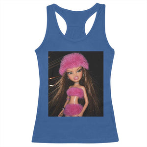 Funny Disgusting Doll Face Meme Racerback Tank Top Expression Hilarious Sarcastic TS10 Royal Blue Print Your Wear