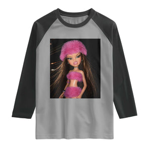 Funny Disgusting Doll Face Meme Raglan Shirt Expression Hilarious Sarcastic TS10 Sport Gray Black Print Your Wear