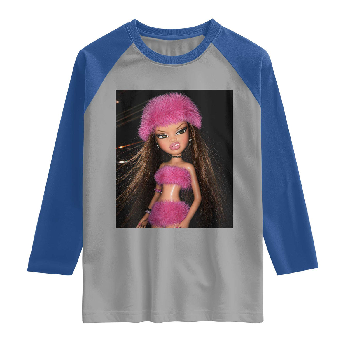 Funny Disgusting Doll Face Meme Raglan Shirt Expression Hilarious Sarcastic TS10 Sport Gray Royal Print Your Wear