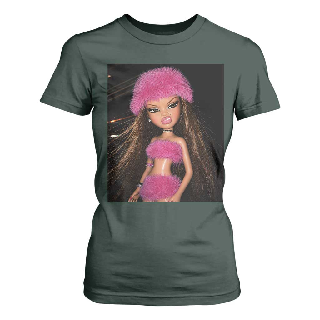 Funny Disgusting Doll Face Meme T Shirt For Women Expression Hilarious Sarcastic TS10 Dark Forest Green Print Your Wear