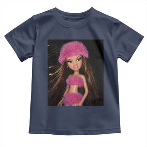 Funny Disgusting Doll Face Meme Toddler T Shirt Expression Hilarious Sarcastic TS10 Navy Print Your Wear