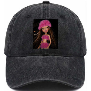 Funny Disgusting Doll Face Meme Washed Cotton Baseball Cap Expression Hilarious Sarcastic TS10 Print Your Wear