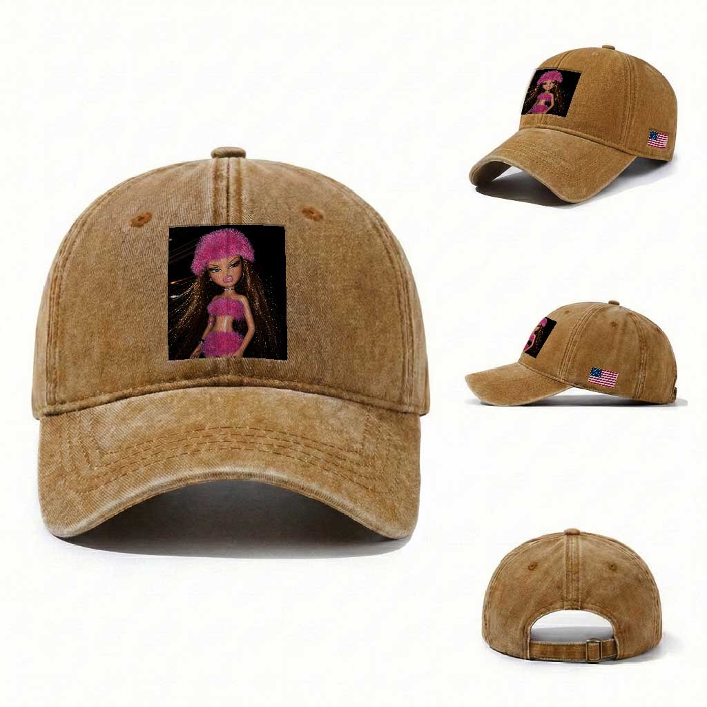 Funny Disgusting Doll Face Meme Washed Cotton Baseball Cap Expression Hilarious Sarcastic TS10 Washed Cap Universal Fit Yellow Ochre Print Your Wear