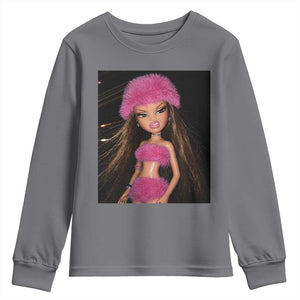 Funny Disgusting Doll Face Meme Youth Sweatshirt Expression Hilarious Sarcastic TS10 Charcoal Print Your Wear