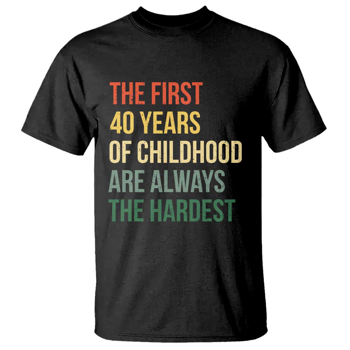 40th Birthday T Shirt Retro The First 40 Years Childhood Hardest TS10 Black Print Your Wear
