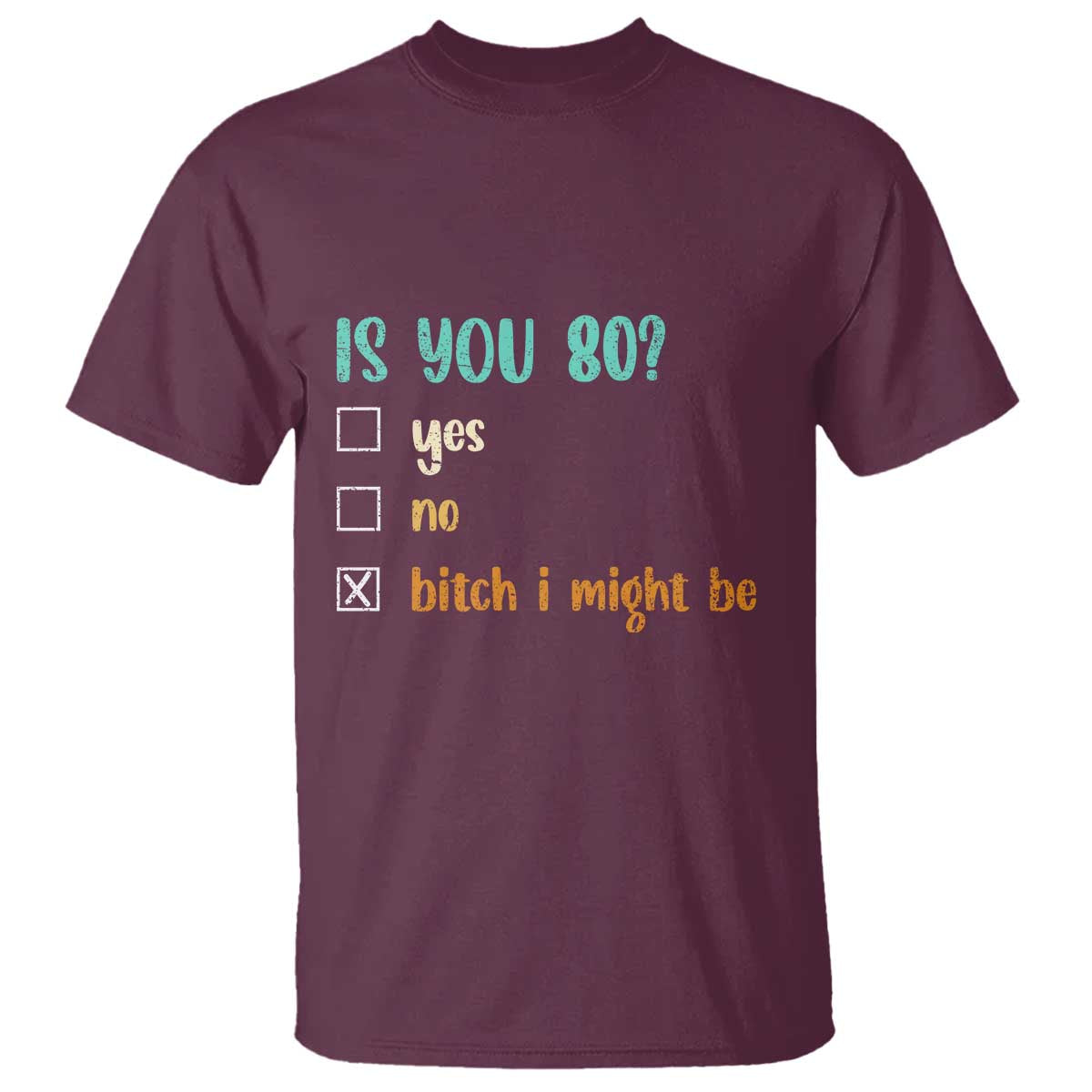 80th Birthday T Shirt Funny Is You 80 Gift Idea 80 Year Old TS10 Maroon Print Your Wear