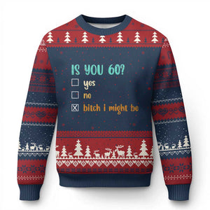 60th Birthday Ugly Christmas Sweater Funny Is You 60 Gift Idea 60 Year Old TS10 Navy Red Print Your Wear