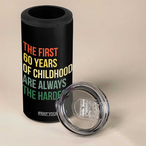 60th Birthday 4 in 1 Can Cooler Tumbler Retro The First 60 Years Childhood Hardest TS10 Print Your Wear