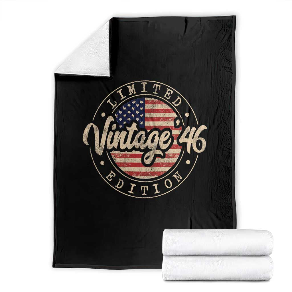 Vintage 1946 Stamp Throw Blanket Funny 80th Birthday USA Flag 80 Year Old Bday TS10 Black Print Your Wear