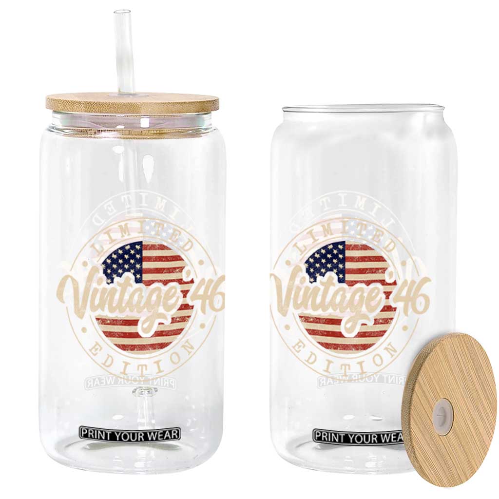 Vintage 1946 Stamp Glass Can Funny 80th Birthday USA Flag 80 Year Old Bday TS10 Print Your Wear