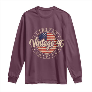 Vintage 1946 Stamp Long Sleeve Shirt Funny 80th Birthday USA Flag 80 Year Old Bday TS10 Maroon Print Your Wear